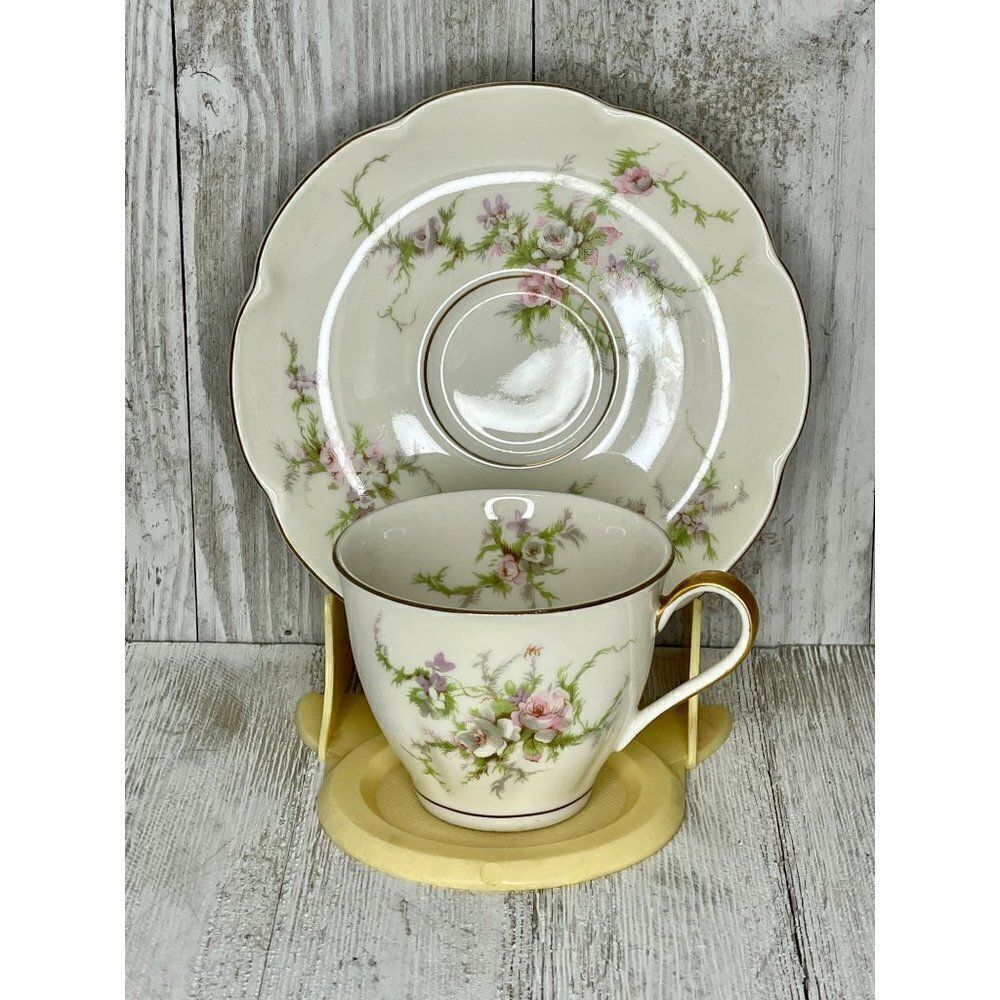 Vintage Demitasse Teacup and Saucer Theodore Haviland New York Rosalinde